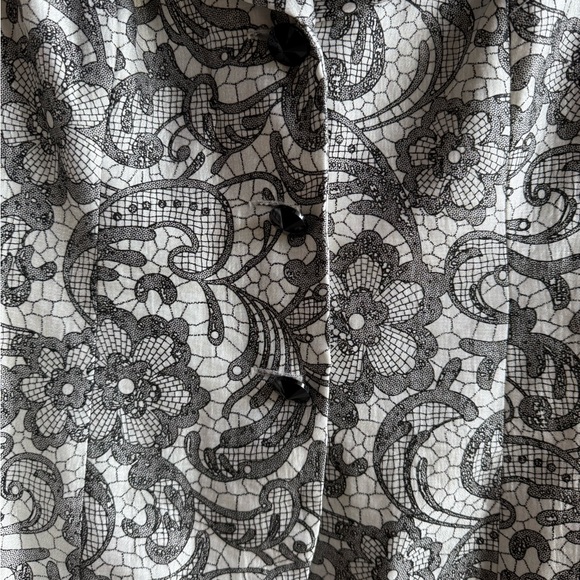 Adrianna Papell Patterned Floral Blazer Black and White Size 8 - Picture 7 of 10
